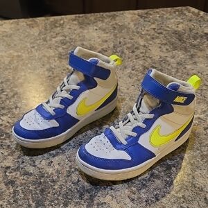 Nike Kids Blue and Yellow High-Top Sneakers